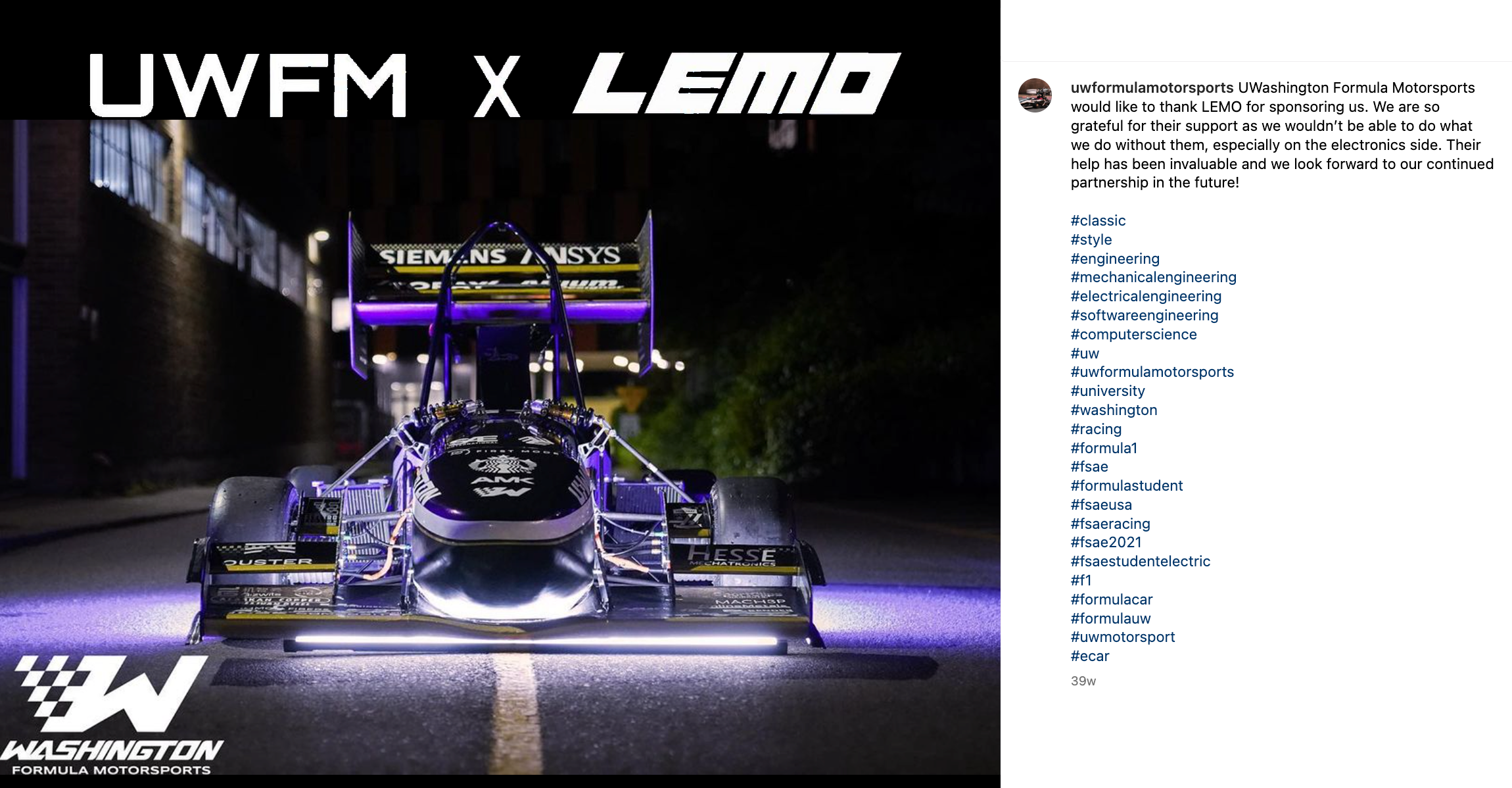 UW Formula Motorsports and LEMO